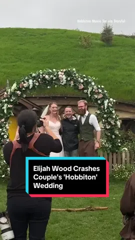 Spotted: #FrodoBaggins! Sharik and Jessica Burgess-Stride were married at the #Hobbiton Movie Set in New Zealand, and as they finished signing their marriage papers, #LordoftheRings star #ElijahWood appeared and congratulated them. (!!!) Read the full story at the link in our bio. #LOTR 