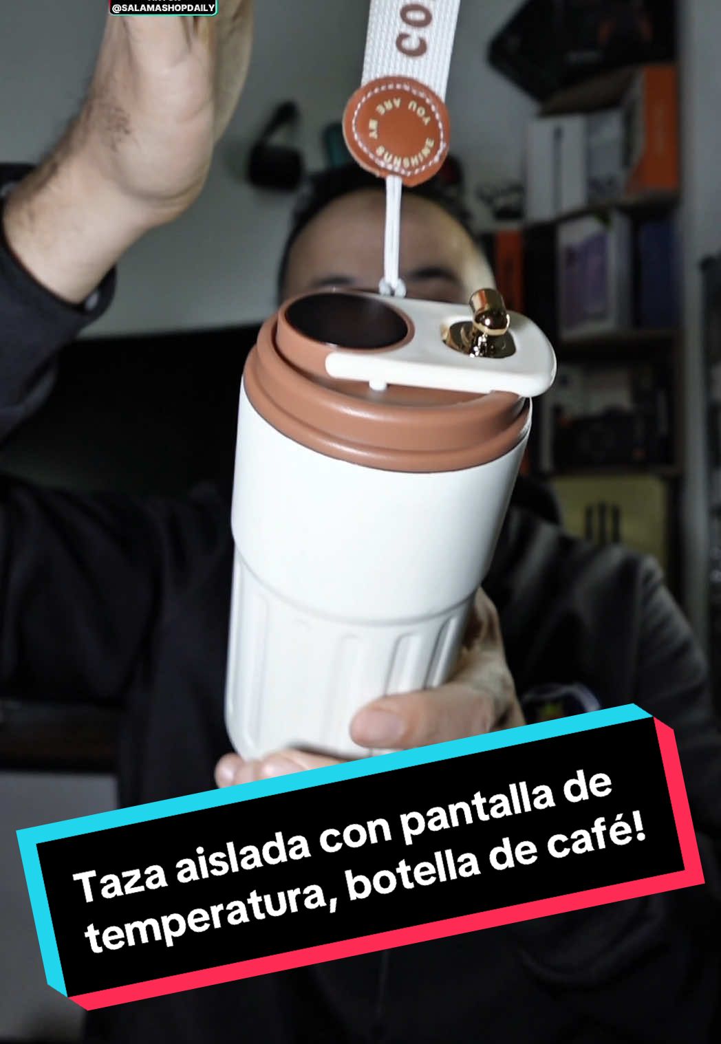 Taza aislada con pantalla de temperatura, botella de café aislada al vacío con correa #taza #cafe #botella #vacio #tiktokshop 