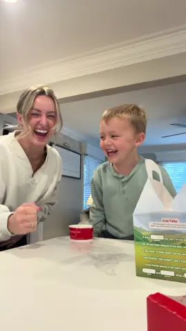 these new Chick-fil-A kids meal boxes had us cracking up 🤣🐮♥️ #chickfila #cornyjokes #funnymoments #boymom #laughter 