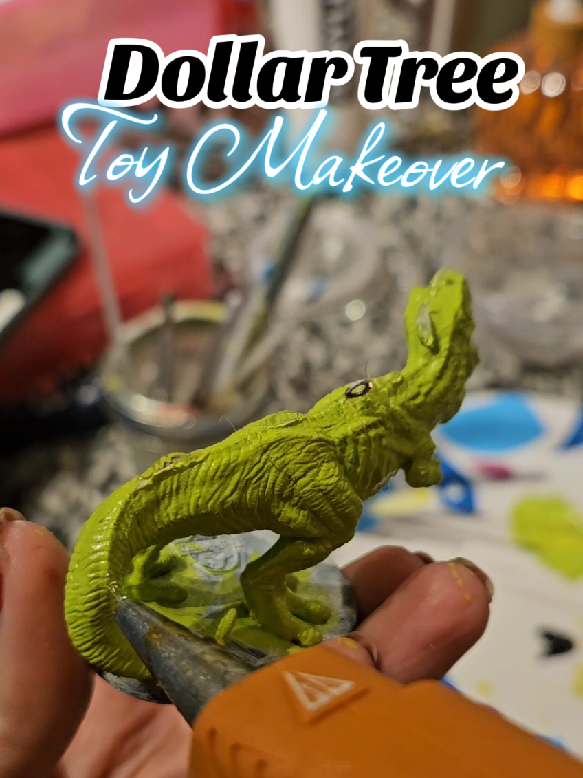 Enjoy my messy process 🦖 #rugrats #reptar #toymakeover #adhd  #dollartree 