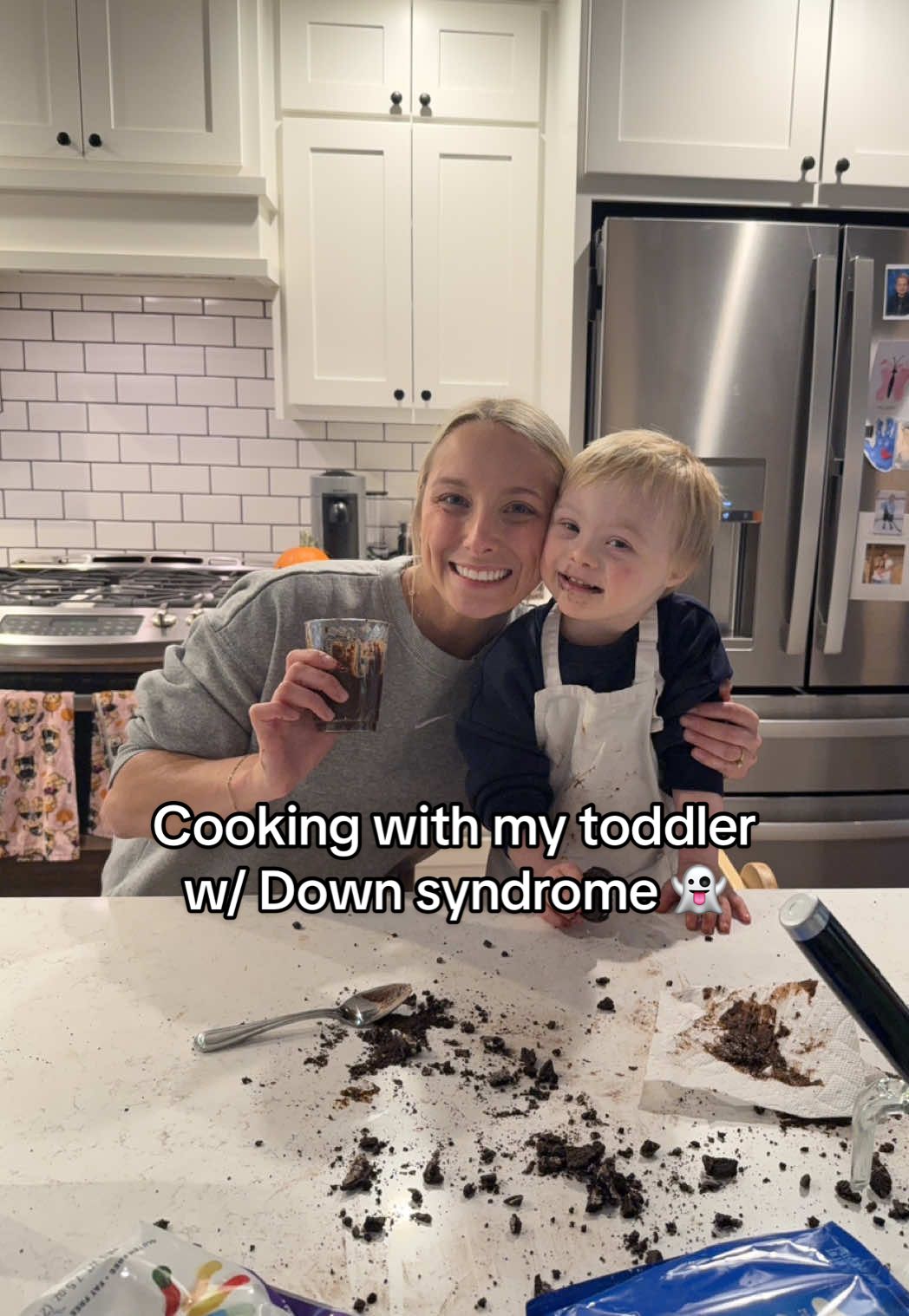 only thing spookier is the amount of chocolate i had to clean up 💀 #toddler #downsyndrome #funny #cute 