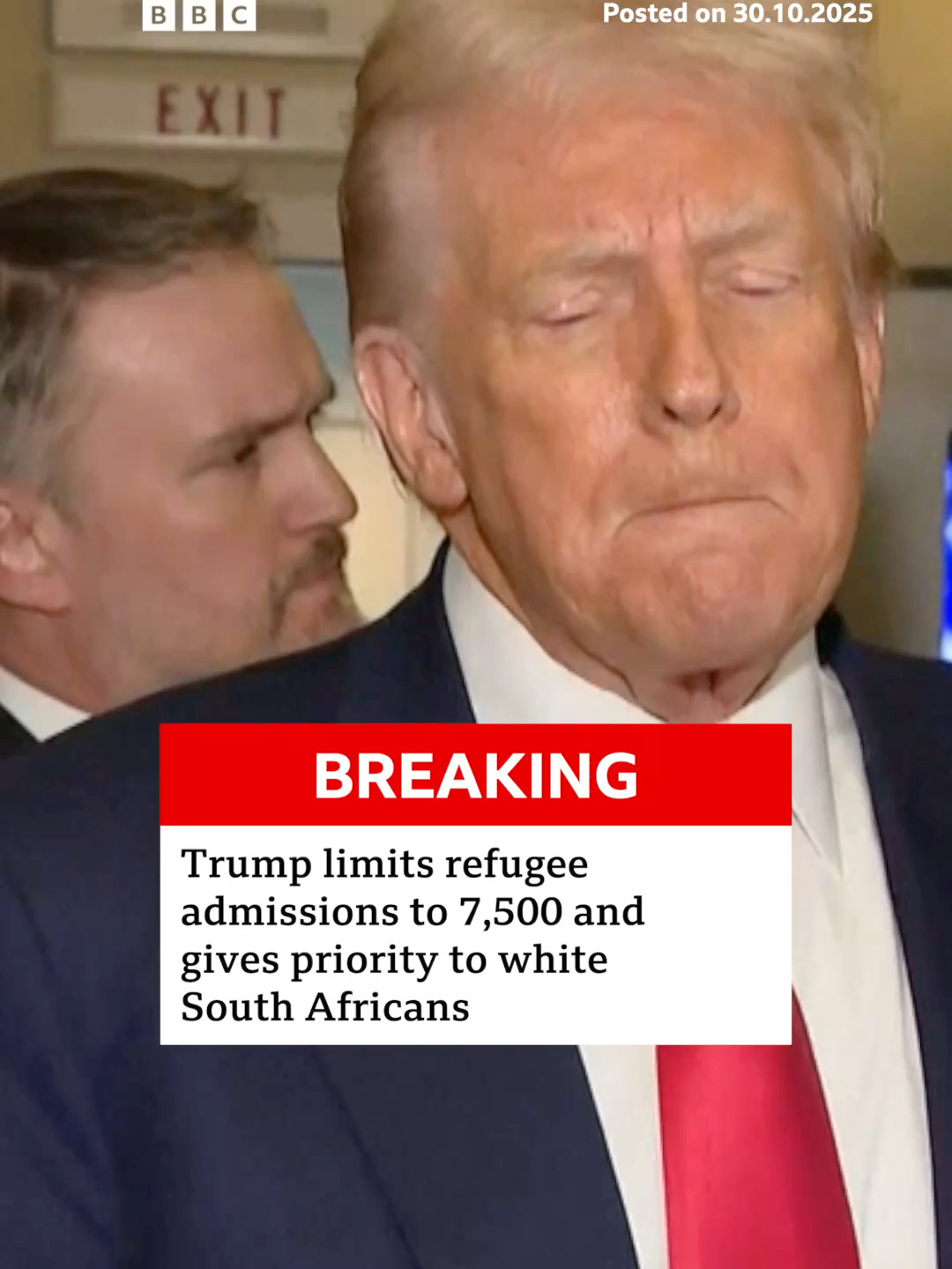 The Trump administration will limit the number of refugees admitted to the US to 7,500, and give priority to white South Africans. No reason was given for the cut, but the notice said it was 