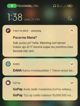 Lagi hujan² + mati lampu, di kasih notif horor sama mimin @Garena Free Fire ID #sadvibes #tapiboong #fyp 