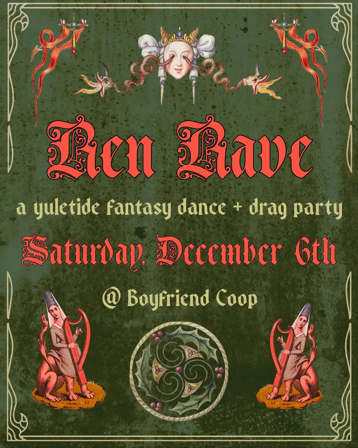 𝕳𝖊𝖆𝖗 𝖄𝖊, 𝕳𝖊𝖆𝖗 𝖄𝖊! Make the yuletide GAÿ this holiday season at Ren Rave, a renaissance fantasy dance + drag party 🏰🪩👑 taking place on SATURDAY, December 6th @boyfriendcoop in Bushwick, Brooklyn. early bird tickets go on sale Monday! Join us for medieval holiday merriment together, ren-faire style! Dress up in your ren faire best, watch fantastic drag artists, and dance the night away with DJ @MHIC and other special guests! ✨ link in bio for tix  an event by @fatopulenceproductions ☁️ #renaissancefestival #medivaltiktok #dnd #medievalfantasy #renfaire 