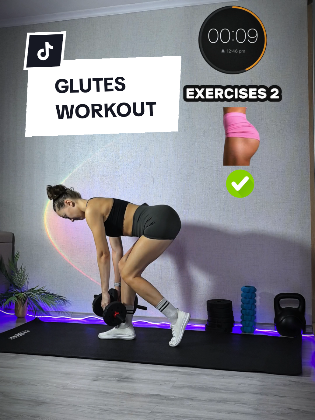 Glute workout at home with dumbbells  3-6 rounds #glutes #workoutroutine # #workoutfromhome  #fypシ 