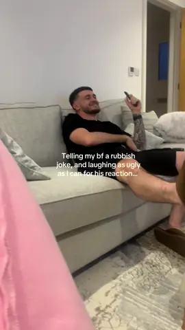 Not him fake laughing with me 🤣 #fyp #badjoke #coupleprank 