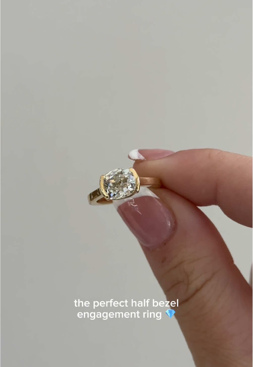 A Natural Elongated Old Mine Cut Cushion, 2.12ct, set in a sleek half bezel of 18K Yellow Gold — where vintage romance meets modern minimalism 💛💍 #OldMineCut #ElongatedCushion #HalfBezel #EngagementRing #18KYellowGold #TimelessDesign #PollysStyle #CharlestonJeweler #PollysFineJewelry #fyp #EngagementRingStyle 