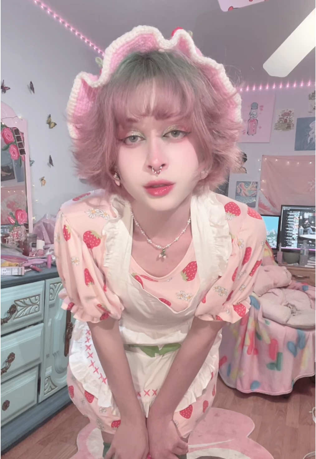 i’m so happy with my costume 😭 #femboy #strawberryshortcake #femboytiktok #costume #fyp  