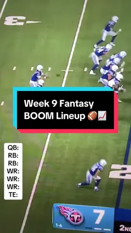 It’s BOOM time 💥 My Week 9 fantasy lineup full of players I think go OFF this week 🔥 #fantasyfootball #fantasyfootballtips #fantasyfootballadvice #boom #week9 