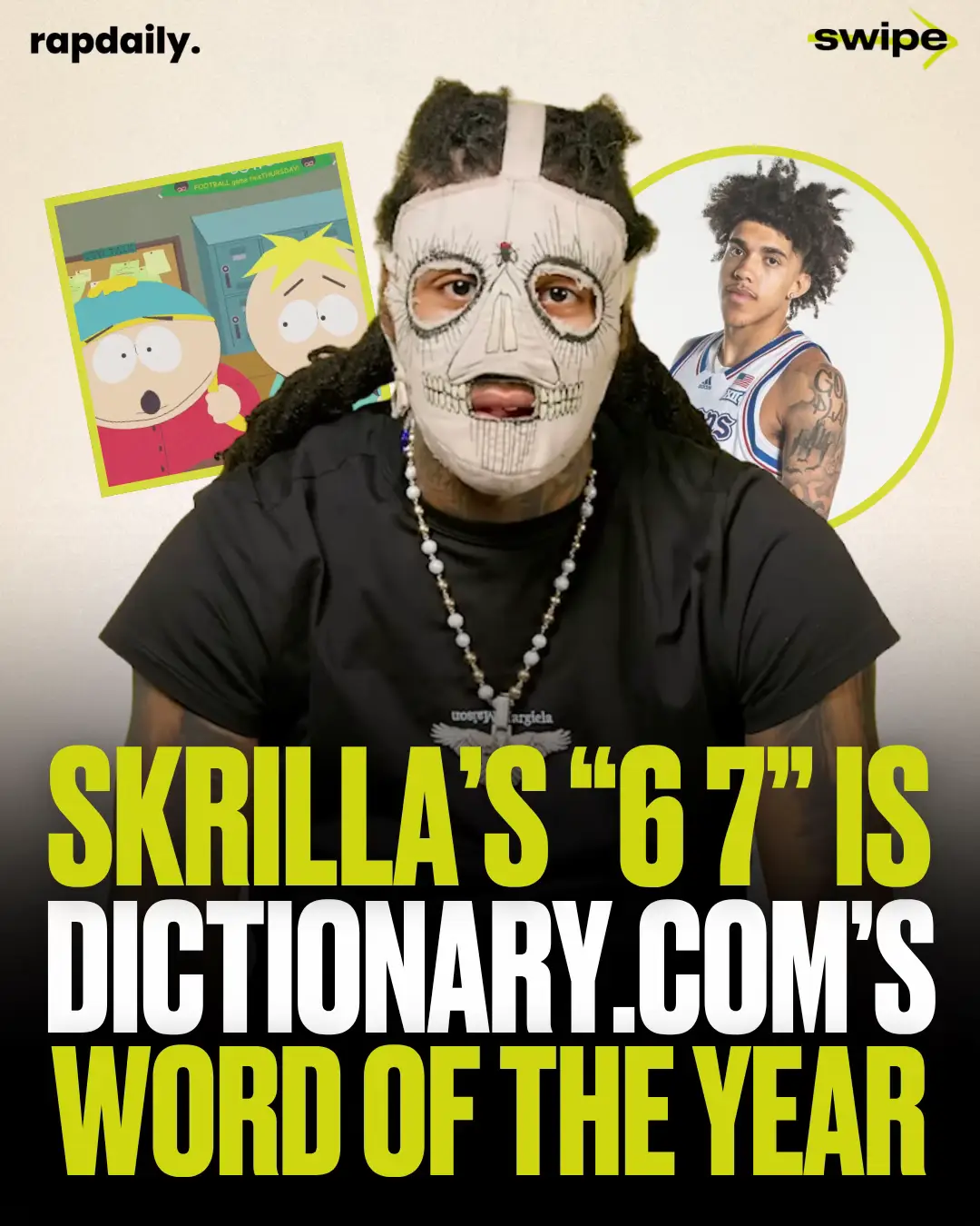 Skrilla’s “Doot Doot (6 7)” has earned him Dictionary.com’s 2025 Word of the Year award, beating out worthy contenders such as “aura farming,” “tariff” and “tradwife.”  Since “6 7” isn’t technically a single word, the award may lead to some level of analysis by Boomers and curious parents wondering why people are having so much fun with cardinal numbers and hand gestures. “It just represents my brain,” Skrilla told Genius in a recent interview. “[It’s] like what comes up in my head.” While a young rapper from the Philadelphia area winning the Dictionary.com 2025 Word of the Year award represents just how impactful Hip-Hop culture can be, “Doot Doot (6 7)” owes part of its success to the virality that comes with social media. Skrilla himself said he leaked the song via his Instagram account. Teen basketball player Taylen “TK” Kinney also helped the trend break out. Add in some LaMelo Ball-centric TikTok clips (the Charlotte Hornets point guard’s height is listed as 6’7”), and Skrilla’s track has become as ubiquitous as previous generations saw dabbing or a picture of Michael Jordan crying. “It’s part inside joke, part social signal and part performance,” said Steve Johnson of Dictionary Media Group via press release. “When people say it, they’re not just repeating a meme; they’re shouting a feeling.” The 6 7 meme made its way to an episode of ‘South Park,’ which didn’t go unnoticed by the song’s creator. “6 7 on South Park? That’s crazy,” Skrilla added. “I grew up watching ‘South Park.’ I don’t even know the words for it though…That sh-t is like, ‘Damn’.”
