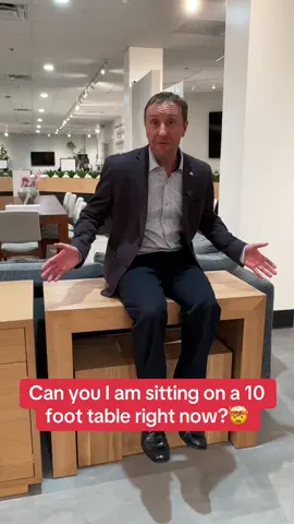 Can you believe Chet is sitting on a 10 foot table?  The original Canadian designed Transformer Table is the only table that is perfect for 2 to 12 guests.  It takes up 18” of depth until you are ready for a dinner party.  Taking preorders now! #transformertable #diningtable #expandabletable #kitchentable #yxelocal