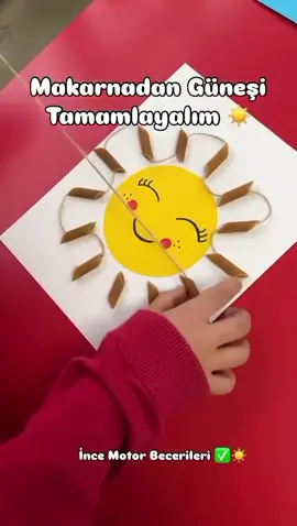 Makarnadan güneşi tamamlayalım 🌞  . . #anaokuluetkinlikleri #okulöncesi #keşfetteyizzz #evdeetkinlik #okulöncesietkinlikler😍🤩 