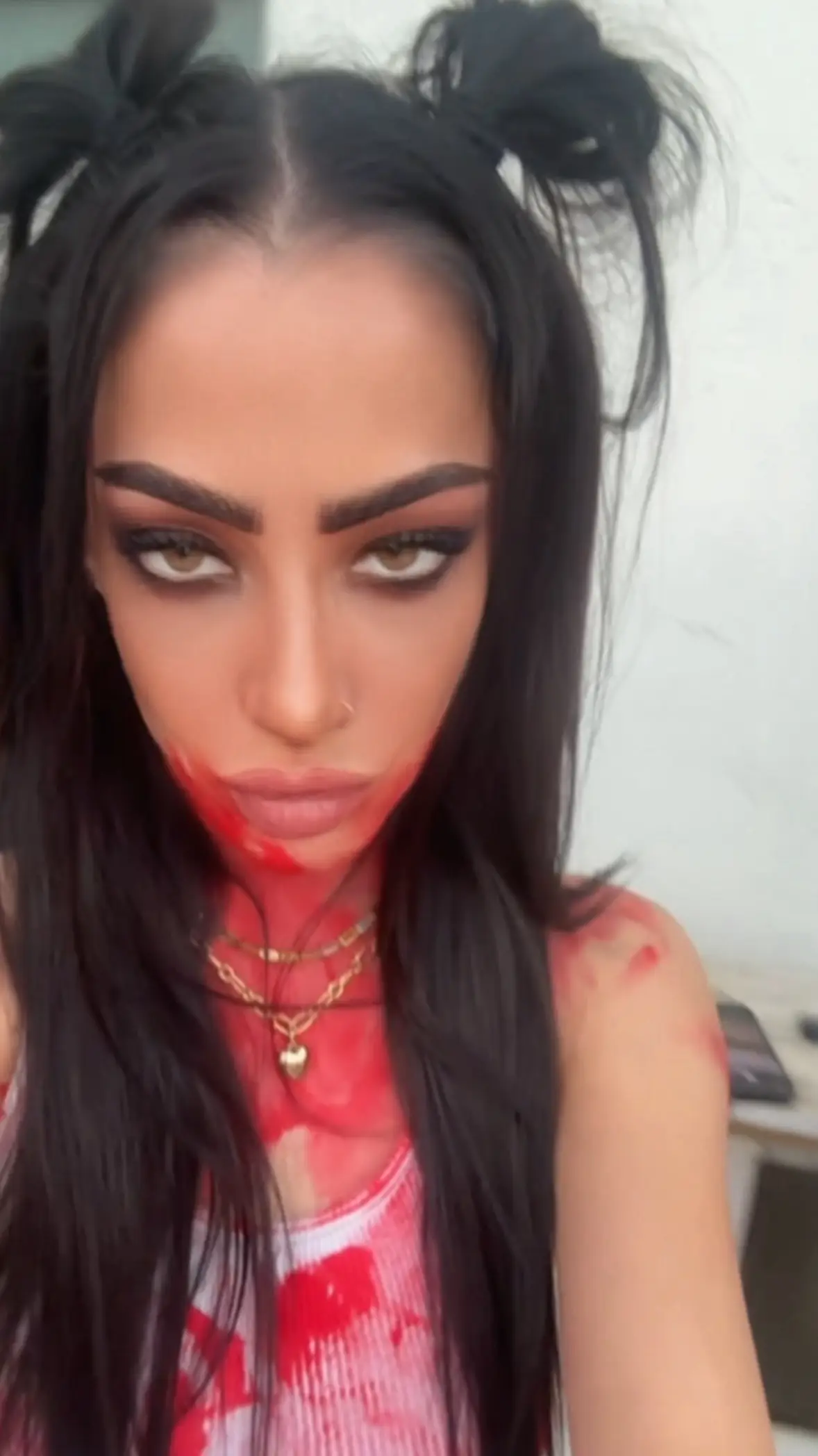 Easy peasy done and out the door ;) #halloween  🎃 Costume details: makeup / fake blood 