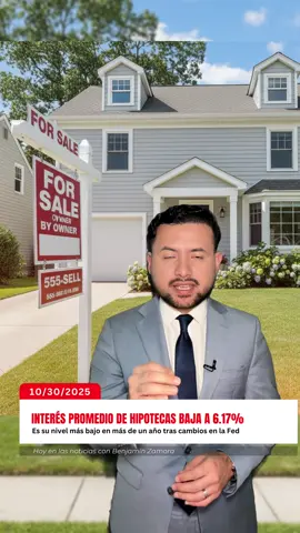 🚨Baja tasa promedio de interés de hipotecas a 6.17% en EE. UU.