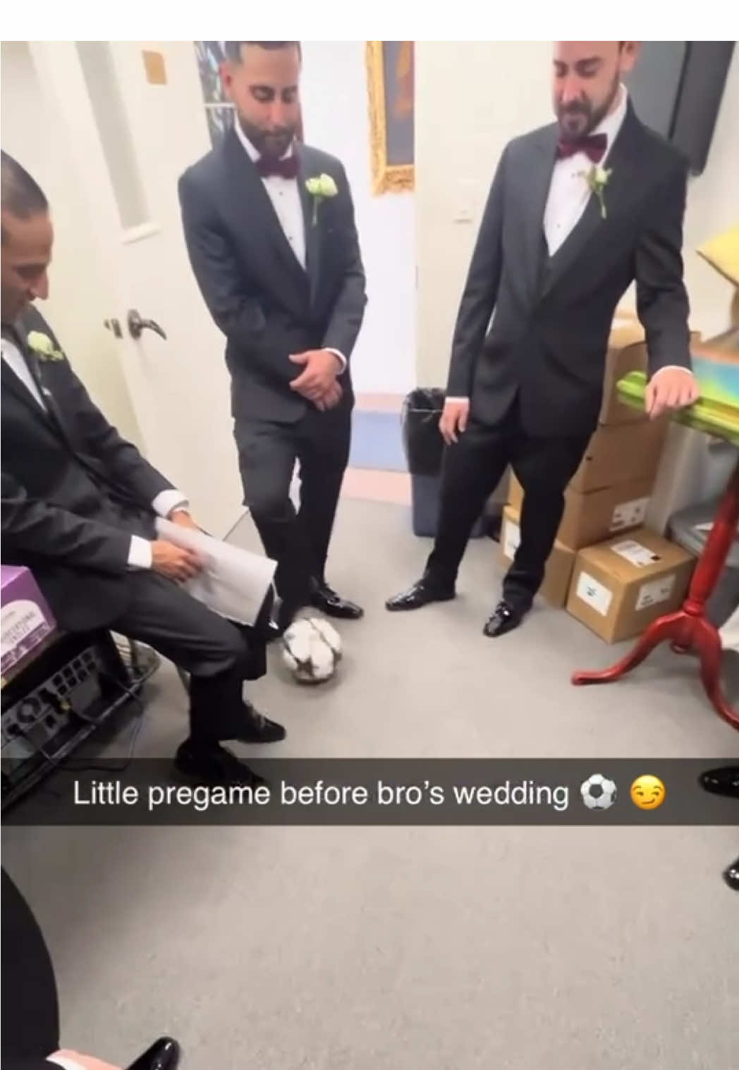 Great warm up here 🤵‍♂️ (via @miamdog) #football #Soccer #futbol #wedding #pov 