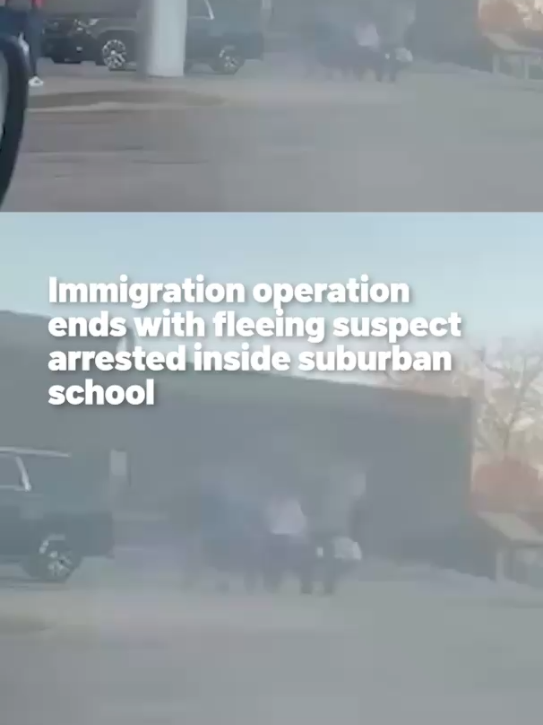 Federal agents conducting immigration enforcement chased a fleeing suspect into a suburban school building, leading to an altercation that unfolded in front of students and staff, authorities said Thursday.   The pursuit, which started outside of Gurnee and led to numerous crashes in multiple suburbs, entered the Gurnee area just before 8:30 a.m., the Gurnee Police Department said, noting that it was not involved in the chase.  Tap the 🔗 to learn more #gurnee #ice #arrest #immigration
