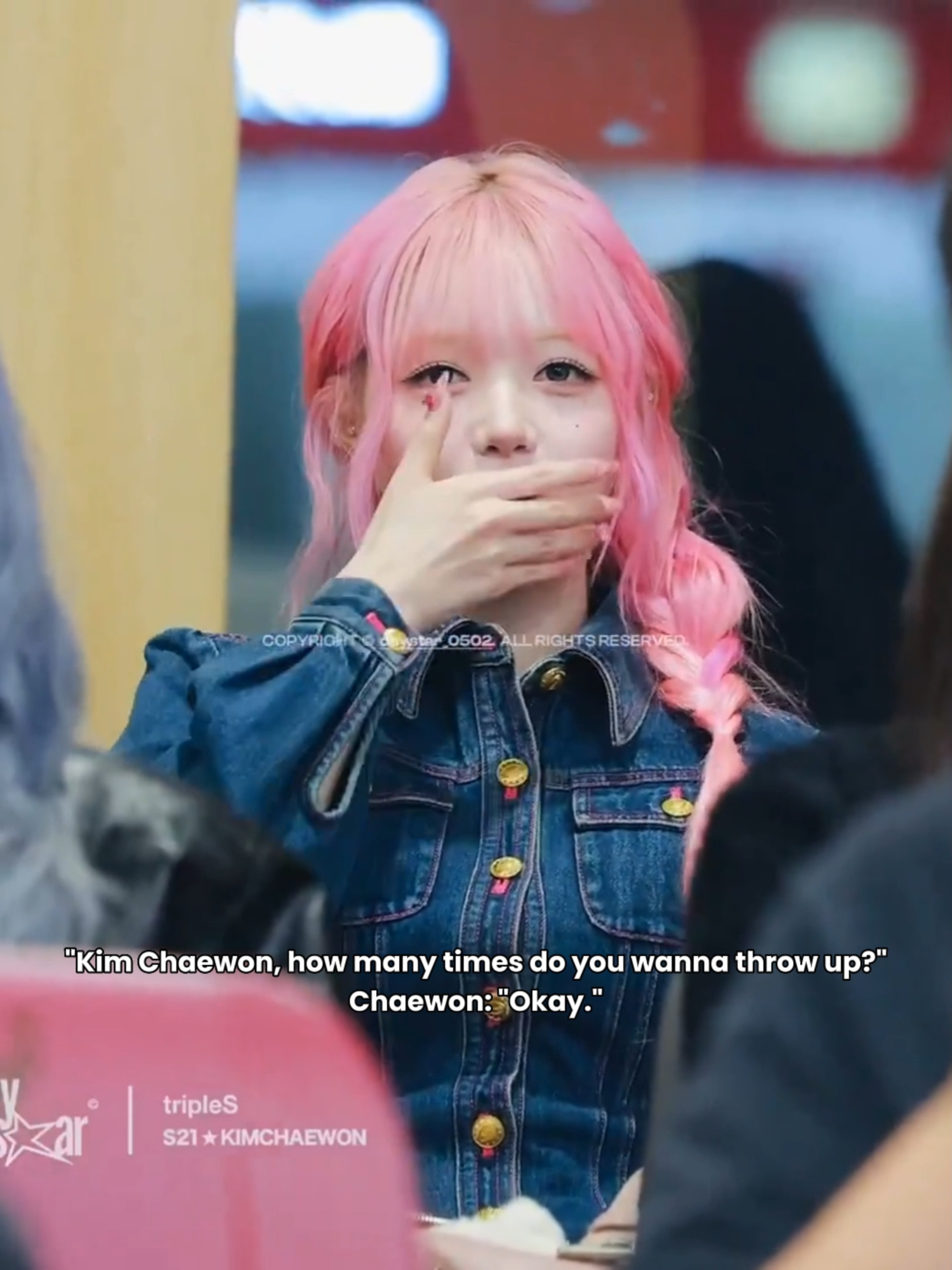 kim chaewon and spaghetti (except it's the pink one) 😂 #triples #chaewon #kpop #fyp