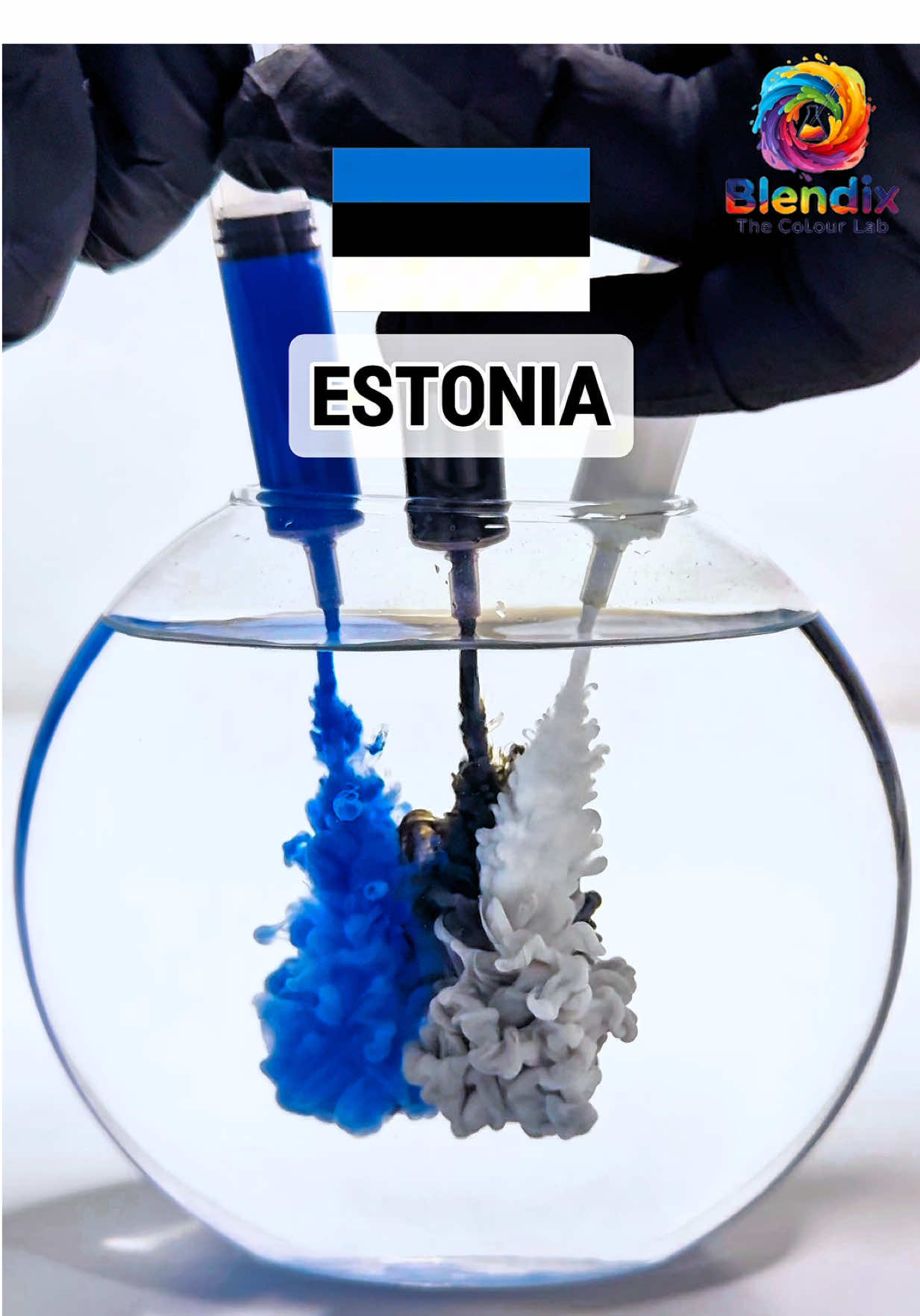 Mixing Estonia's flag colours 🇪🇪  🎨Drop your country in the comments, and I'II mix it next! #fyp #satistying #paintmixing #estonia #flag @Ktm @estonia 