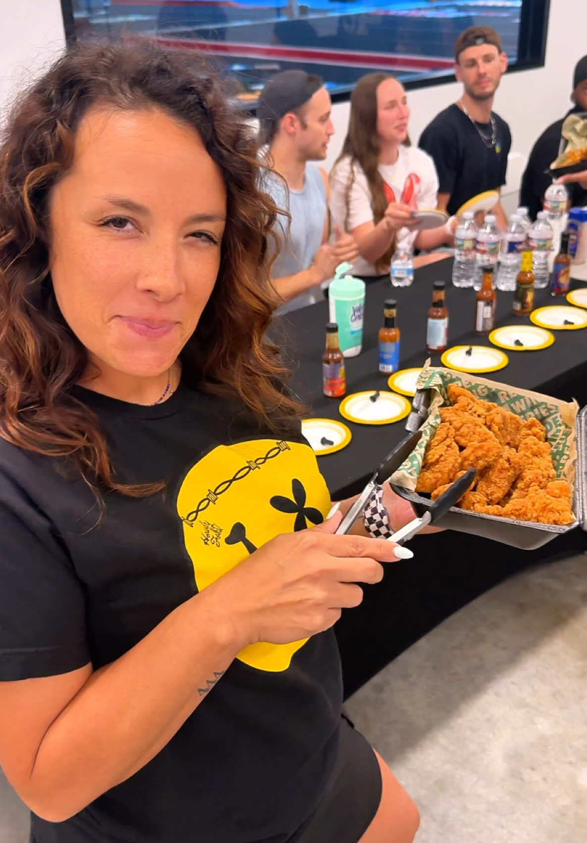 The Hot Ones Challenge with Cheer Athletics Plano! 🔥🍗 . . . . . #cheerathletics #cheer #hotoneschallenge #hotsauce #cheertok 