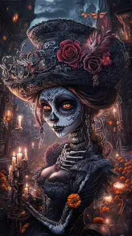 Many faces, one sorrow. Each candle burns for a soul that once loved. Each marigold remembers a name now lost. They walk between worlds, whispering through the song of La Llorona. 🌕🕯️🌼 . . . #LaLlorona #Catrina #DiaDeMuertos #DarkFantasy #MexicanGothic    