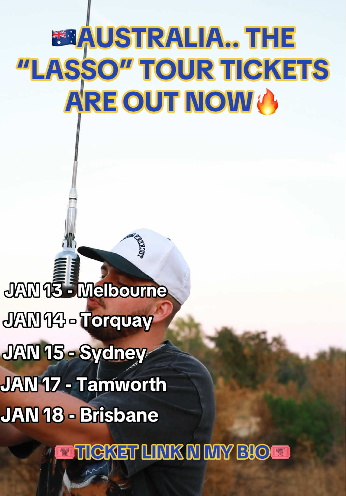 AUSTRALIA, TICKETS ARE LIVE!!! TELL ALL YA FRIENDS & GET YA TICKETS BEFORE THEY’RE GONE! #australia #melbourne #sydney #tamworth #brisbane 