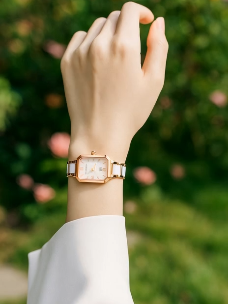 REBIRTH Jam Tangan Wanita Original Anti Air Kecil Korea Elegan Kalender Berlian Tali keramik Jam Tangan Cewek REL0139#jam #jamtangan #jamtanganwanita #trending #fyp 