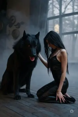 The wolf bows to her silence. No words. No commands. Just a touch… and he belongs to her. 🐺🖤 #WolfAndWoman #SilentPower #DarkVibes #CinematicMood #Liqidos39 