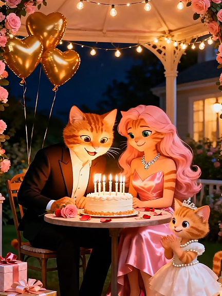 Cat mother and kitten arranged surprise birthday party for cat father. After father cat went to office then kitty and mother decorated their home, baked the cake and prepared delicious food to celebrate birthday of husband 🎁❤️ #aicat #cat #catstory #sadcat #poorcat #happycat 