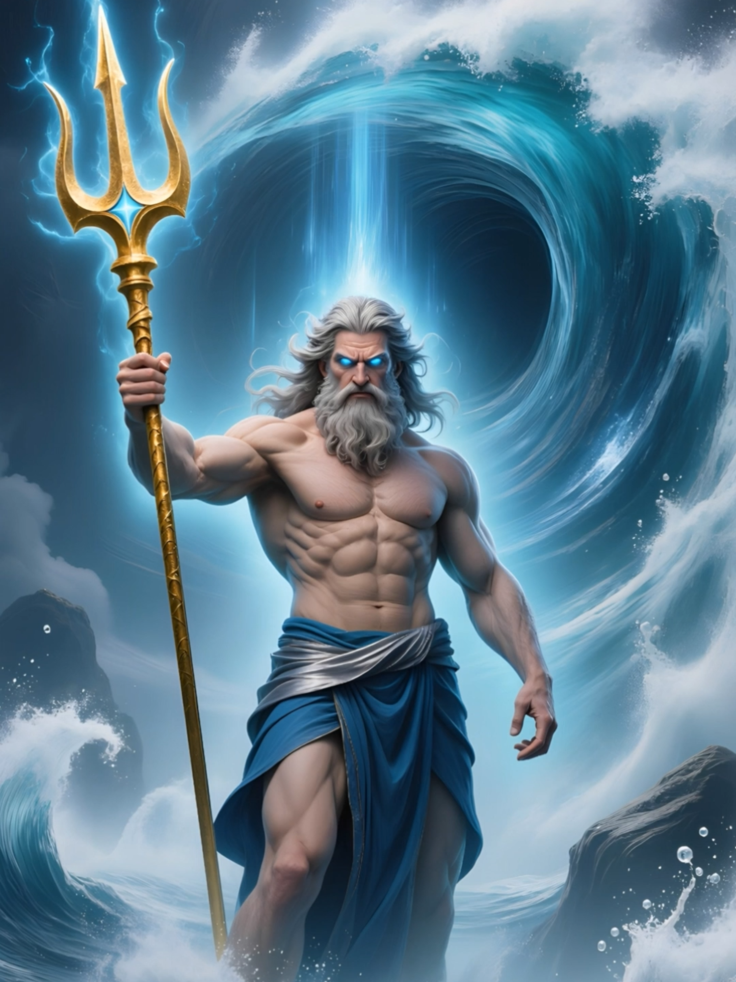 Poseidon · God of The Sea & Storms 🌊 #poseidon #trident #greekmythology #greekgods #midjourney#livewallpaper #fyp
