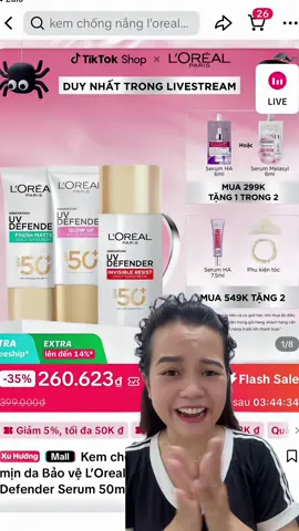 Kem chống nắng vạch đỏ thoáng mịn da Bảo vệ L'Oreal Paris UV Defender Serum 50ml SPF 50++ #mebaconuytin #Lorealparis #kemchongnang #chamsocda #xuhuong     