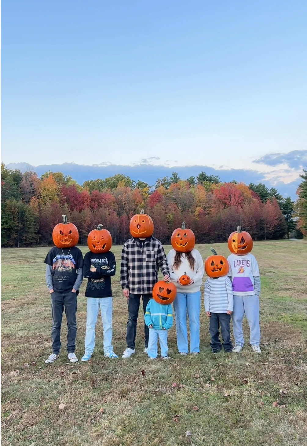 don’t forget to wear your carved pumpkins around town. it’s our favorite halloween tradition 🎃👻 #jackolantern #pumpkinhead #pumpkin #family #halloween 