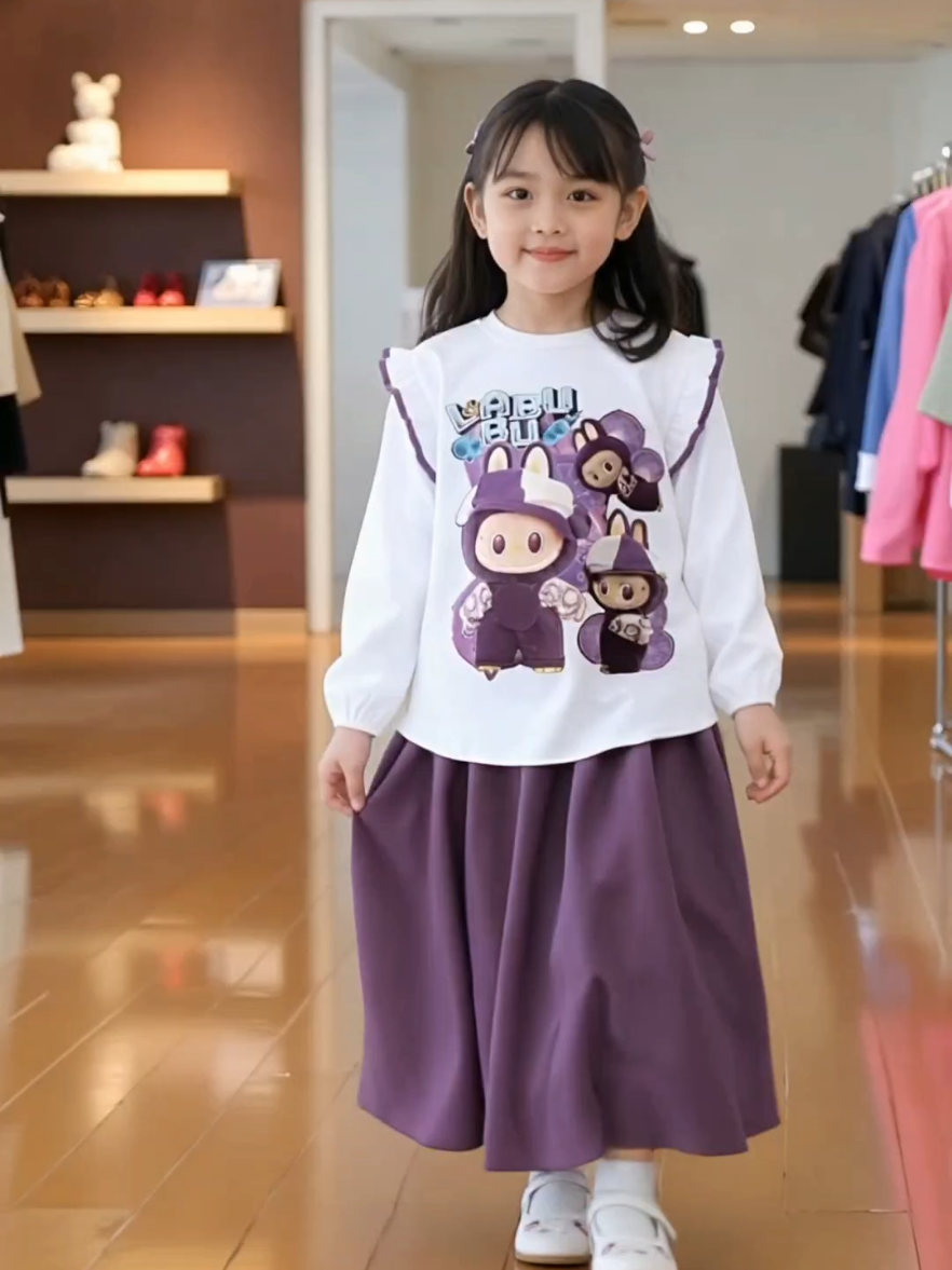 AL-Azzam - labubu set kids terbaru bahan crinkle airflow #ootdanak #setelananak #terbaru 