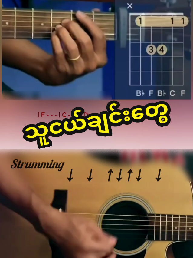#သူငယ်ချင်းတွေ Easy Guitar Tutorial with Chords Lyrics lesson for you all #guitarchord #ဂီတာတီးနည်း #fyp 