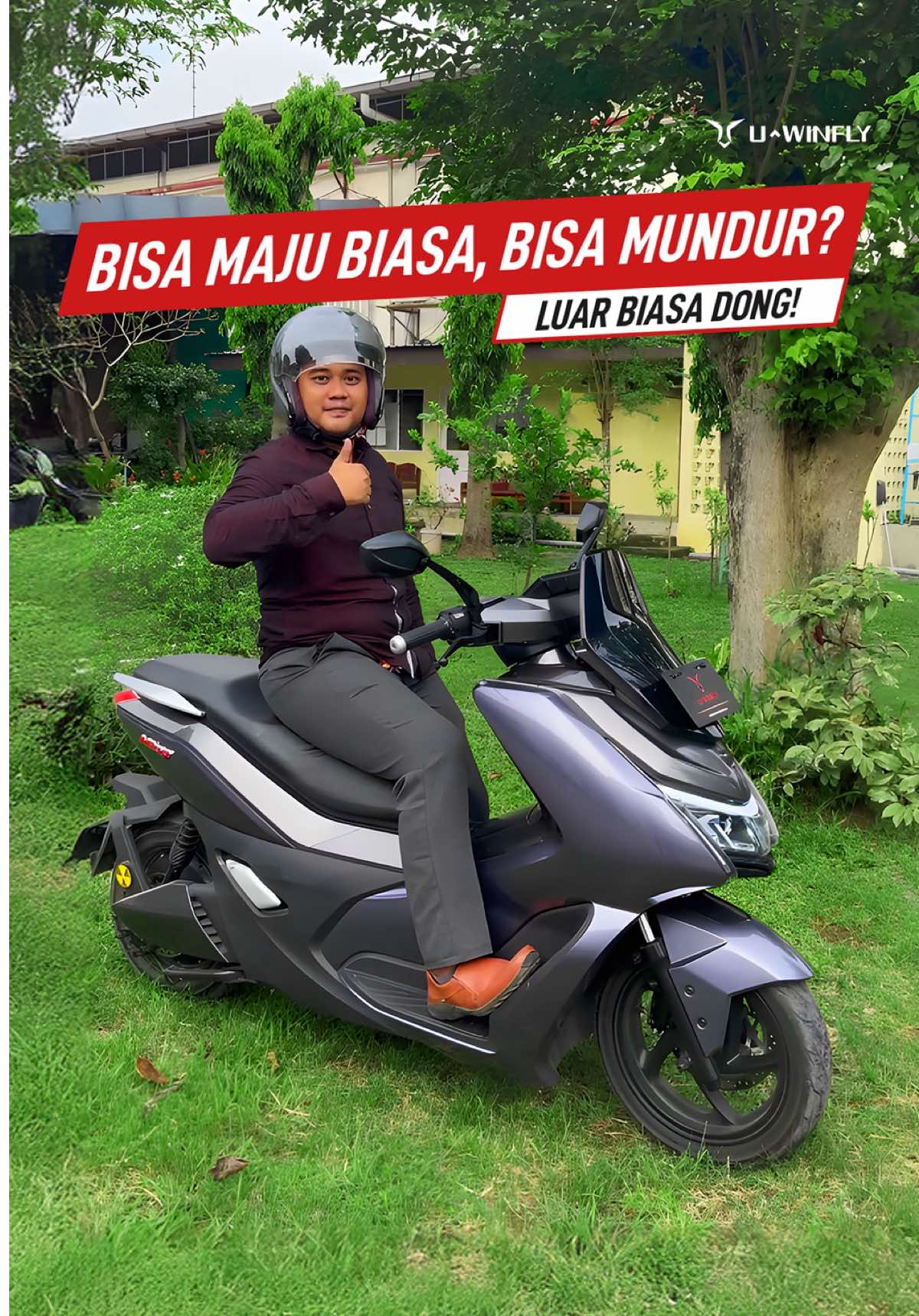 Parkir motor:  ❌ Ngeden, berat, bikin keringetan.  ✅ Pencet tombol, santai, motor mundur sendiri. Fitur mundur dari U-Winfly ini emang game changer! 🚀 Ucapkan selamat tinggal pada parkir ribet. Mau buktiin gampangnya? Klik keranjang kuning ya buat dapetin M100 kamu sob ☺️ #Uwinfly #MotorListrik #TombolMundur #HidupLebihGampang #AntiNgeden 