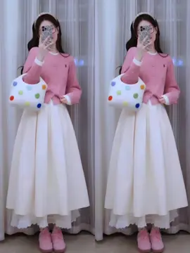 [Sản phẩm mới nhất] Set Váy Áo Len Nữ Lawan Áo Len Lông Thỏ Hồng Pastel & Váy Midi Trắng#vaytieuthu #setdoxinh #thudong2025 #settieuthusangchanh #samstore88 