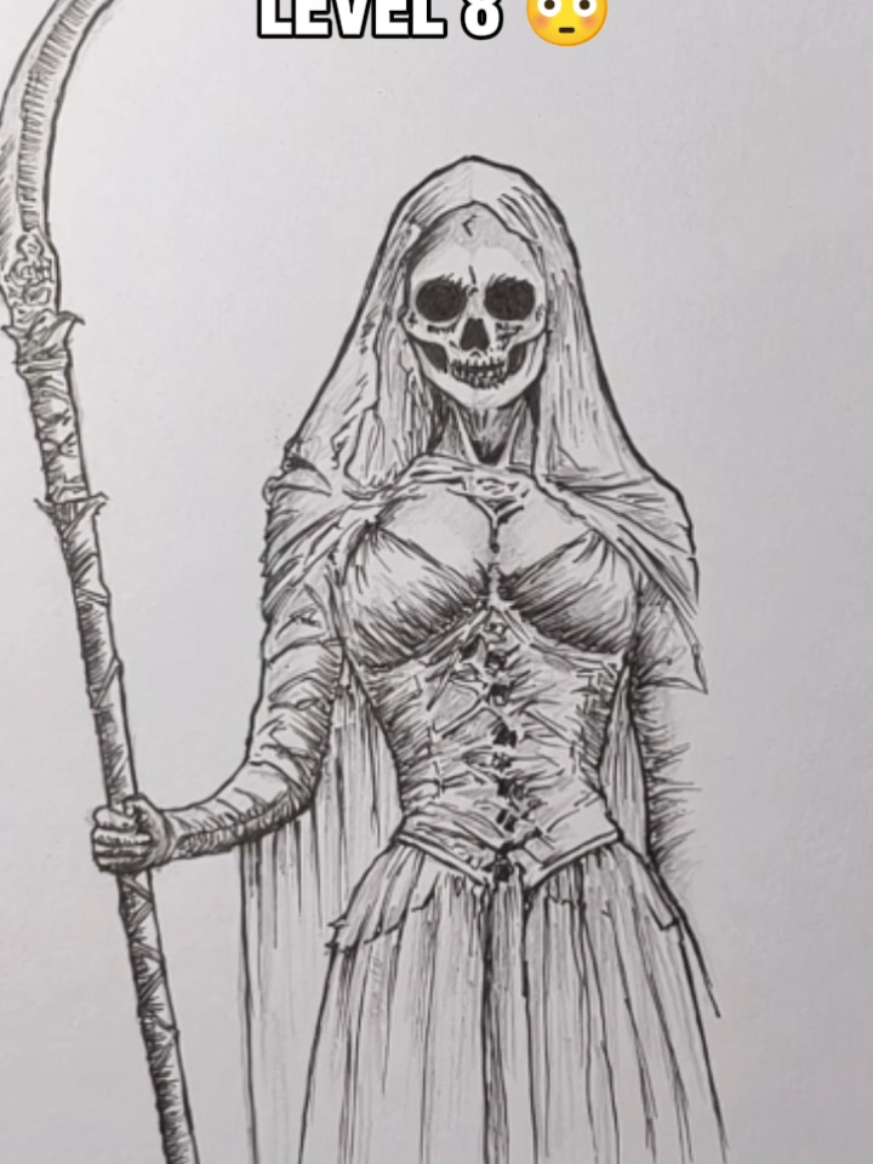 Drawing Grim Reaper in different level  #foryou  #fyp  #sketch  #grimreaper  #drawing 