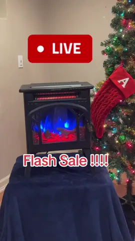 Live flash sale on a Electric fireplace multiple you can choose from that comes with l.E.D lights 