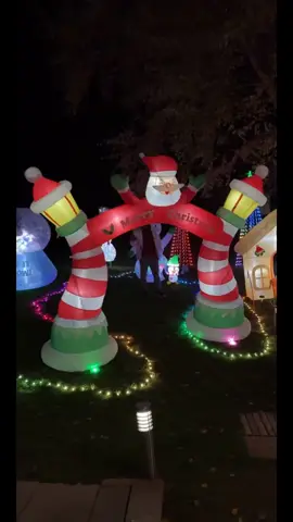 8.9 FT Lighted Christmas Inflatable Archway, Inflatable Santa Claus Christmas Arch, Blow Up Yard Decorations with Built-in LED Lights for Holiday Party Front Yard Lawn Garden Decor