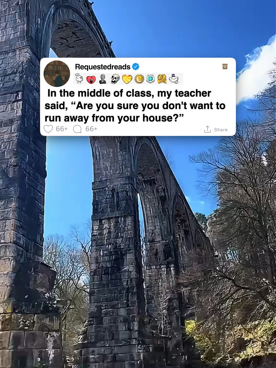 In the middle of class, my teacher said, “Are you sure you don't want to run away from your house?” #reddit #redditreadings