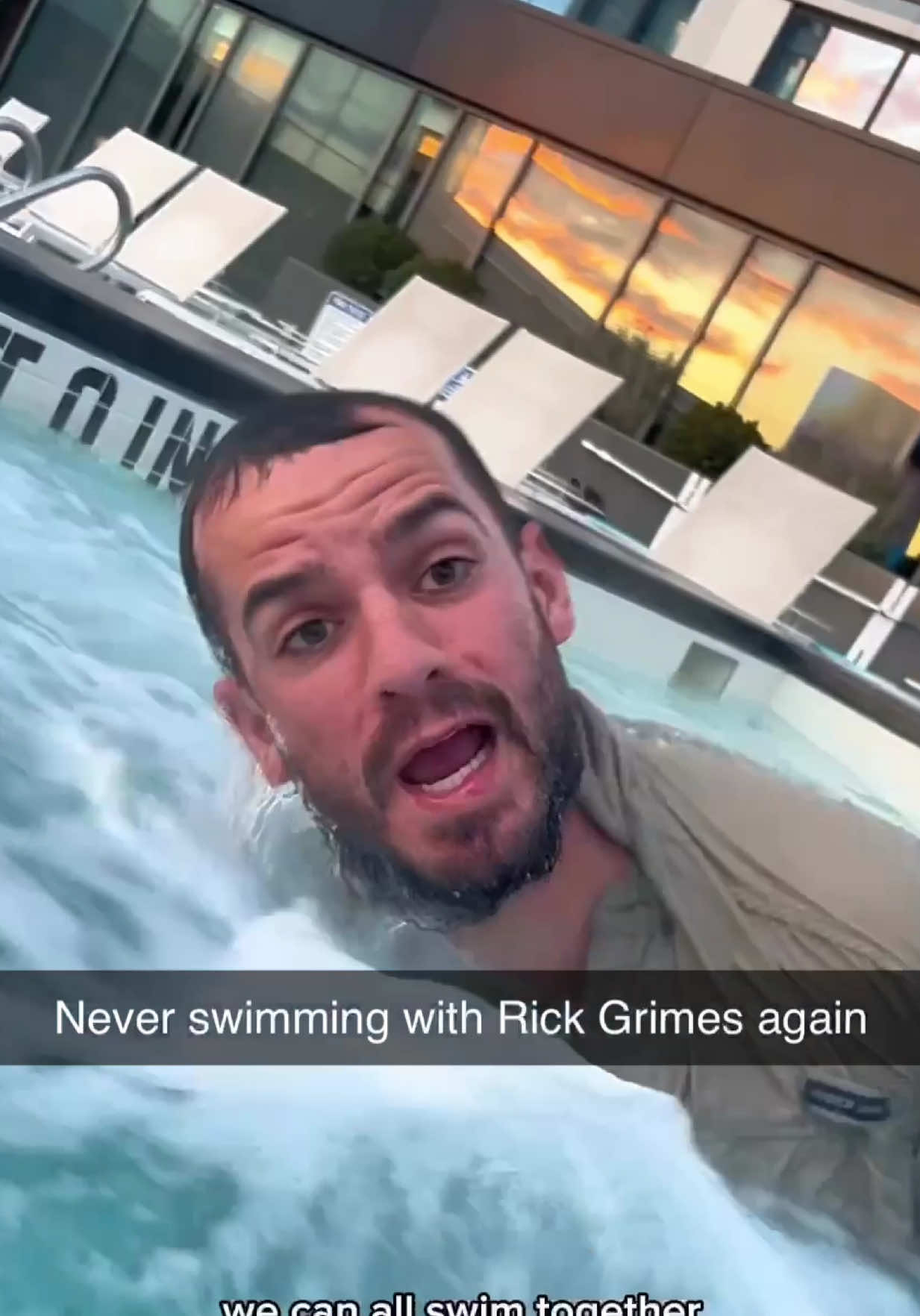Never swimming w Rick Grimes again 💀 #thewalkingdead #impression #twd #rickgrimes #swimming 
