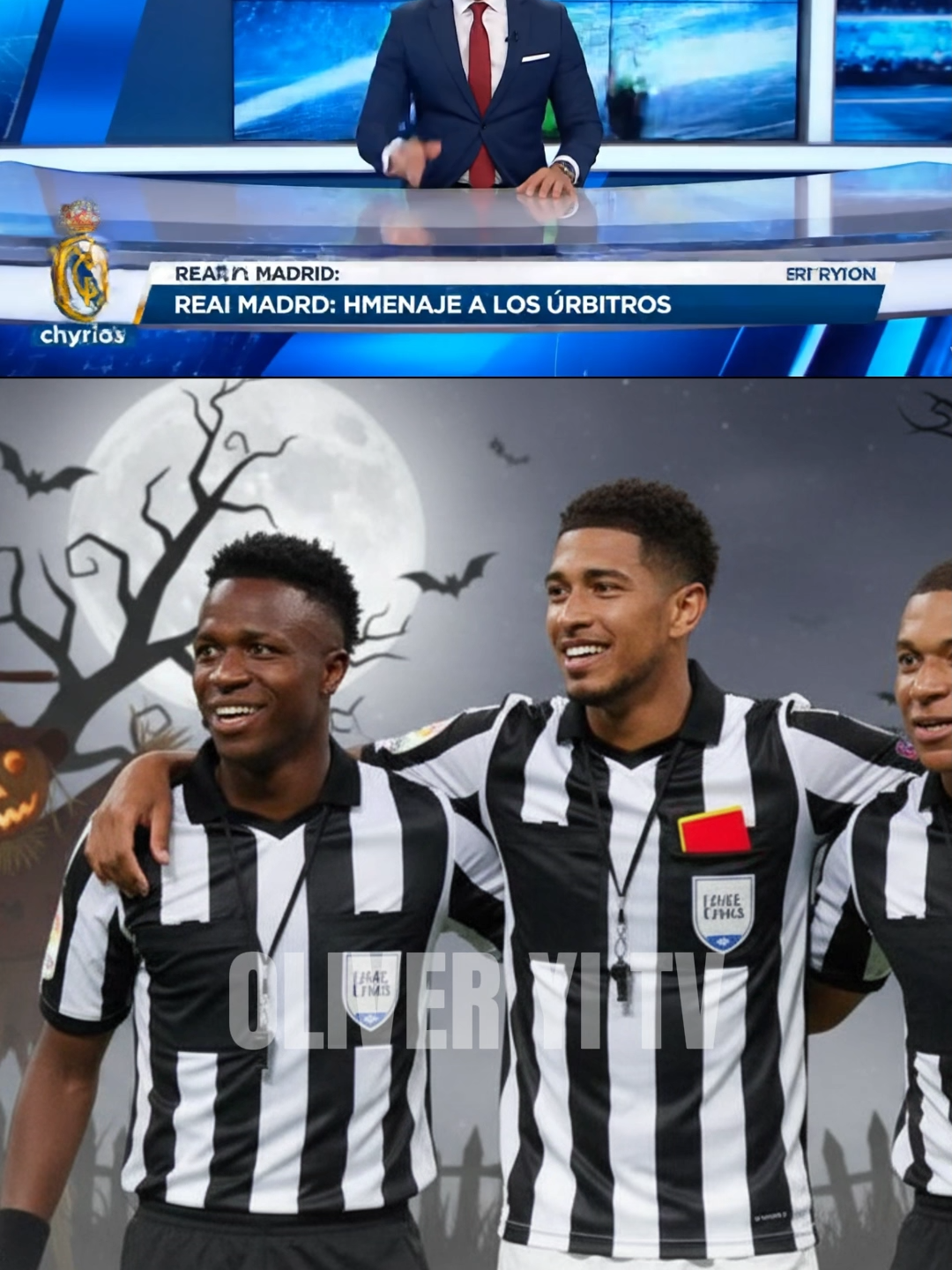 Los jugadores del REAL MADRID rinden homenaje a los arbitros en Halloween #realmadrid #barca #mbappe #vinicius #messi #cr7 #humor