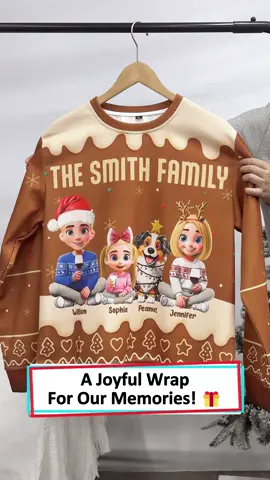 Our family’s gingerbread cheer comes alive in this sweater 🎄 #wanderprints #personalized #gifts #christmas #giftforfamily