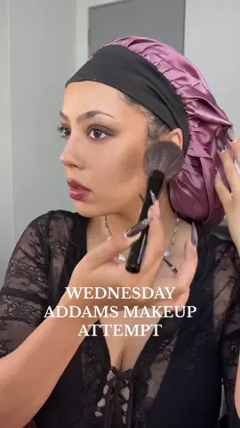 i fear they sold me a CHILD’S WIG… will the makeup results save this? 😭 #wednesdayaddams #halloween #halloweenmakeup #wig #halloweencostume Wednesday Addams Halloween costume make up tutorial  @Fenty Beauty skin tint 8 & 10 @Haus Labs concealer 24 @Charlotte Tilbury pressed powder 2 @makeupbymario cream bronzer  @Benefit Cosmetics hoola caramel bronzer @Too Faced sunset palette  @Rare Beauty gel liner  @MakeUpForEverUSA lip liner limitless brown & anywhere caffeine @NARS Cosmetics no rules  @milkmakeup @DanessaMyricksBeauty @ONE SIZE BEAUTY setting spray