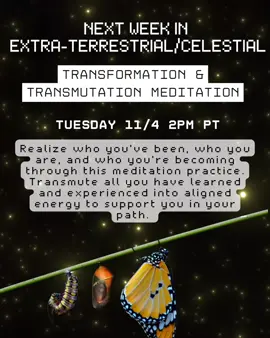 11/4 2PM-3PM Spiritual Support: Transformation and Transmutation Meditation Realize who you’ve been, who you are, and who you’re becoming through this meditation practice. Settle into the transformative energy of fall and scorpio season. Transmute all you have learned and experienced into aligned energy to support you in your path. We will use the following tools to support us during this session: breathwork, visualization, drumming, and fire medicine from a candle. I invite you to bring your own candle to the session or to connect to the one I will light for us. I also invite you to bring a journal to write down any messages or insights that you receive.  Attend this session by becoming a member of my patreon 🌳EXTRA-terrestrial/celestial🌌 #transformation #meditation #healing #queer #bipoc 