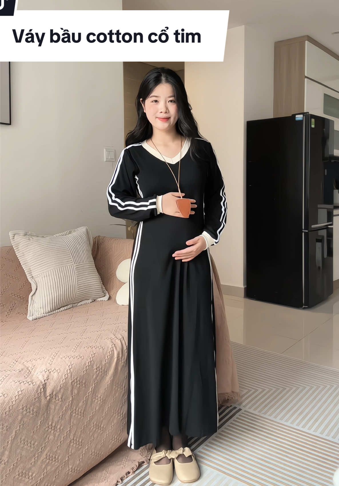 Váy bầu cotton cổ tim #vaybau #vaybauxinh #vaybauthudong 