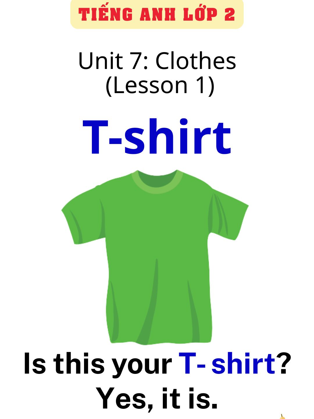 Tiếng Anh lớp 2 - Unit 7 Clothes (Lesson 1) #englishvocabulary #tienganh #tienganhlop2 #english