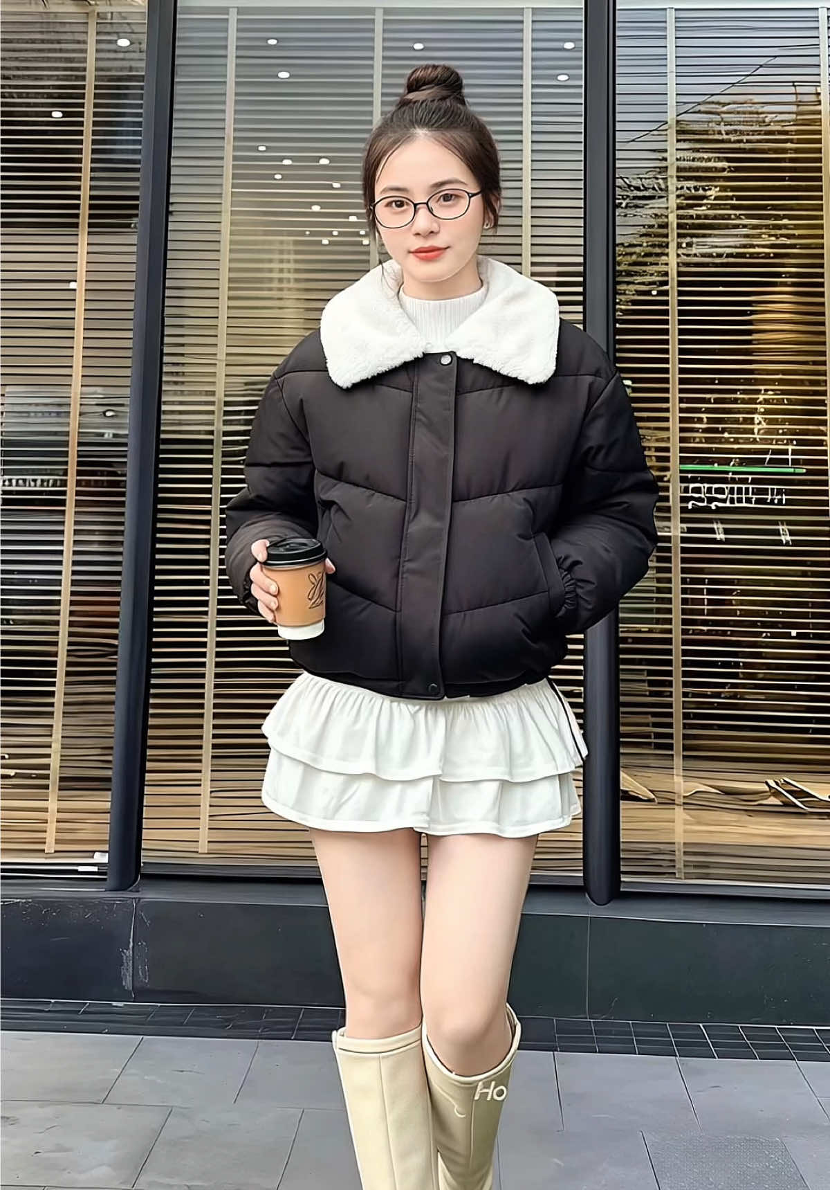 Áo khoác phao nữ cổ lông #xuhuong #aokhoac #aokhoacphao #aophao #thoitrangnu 