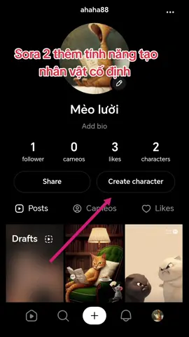 sora 2 thêm tính năng tạo nhân vật cố định chỉ cần video tầm 3 - 5s nhân vật đó. một tính năng rất hữu ích #sora2 #chatgpt 