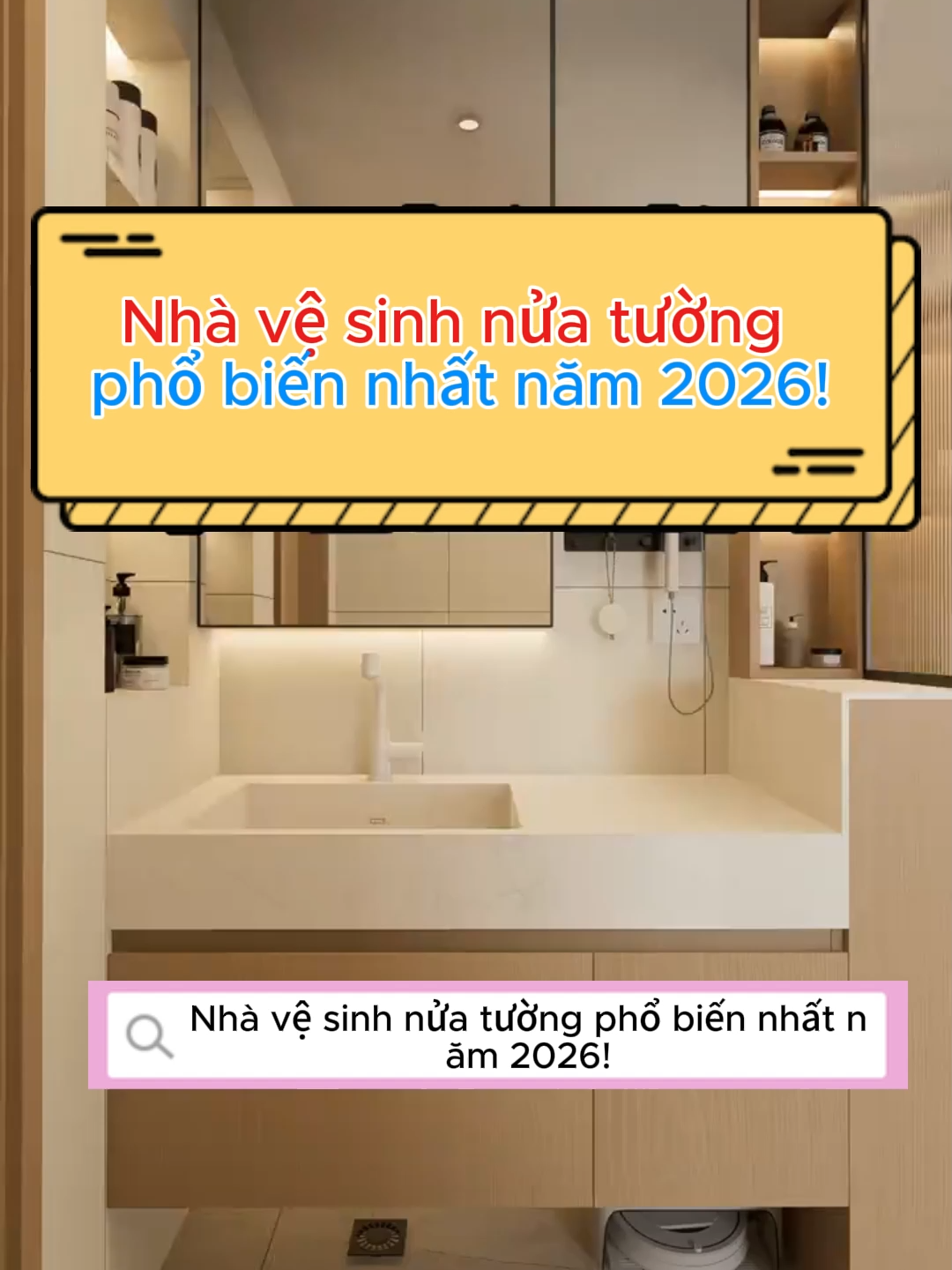 Nhà vệ sinh nửa tường phổ biến nhất năm 2026!#xuhuongtiktok #xuhuong #thietkenhadep #thietkenoithat #phongngudep #noithatphongngu #viral