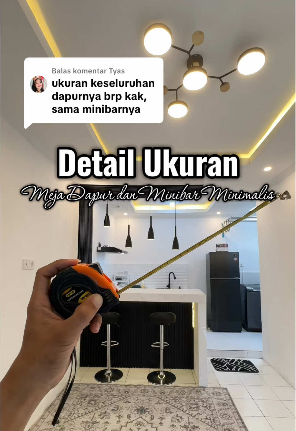 Membalas @Tyas Ini detail ukuran dapur dan minibar lengkapnya yaa 🤍🖤 jangan lupa save ✅ semoga menginspirasi semua 😇 #minibar #dapurminimalis #dapurestetik #rumahminimalis #homeliving 